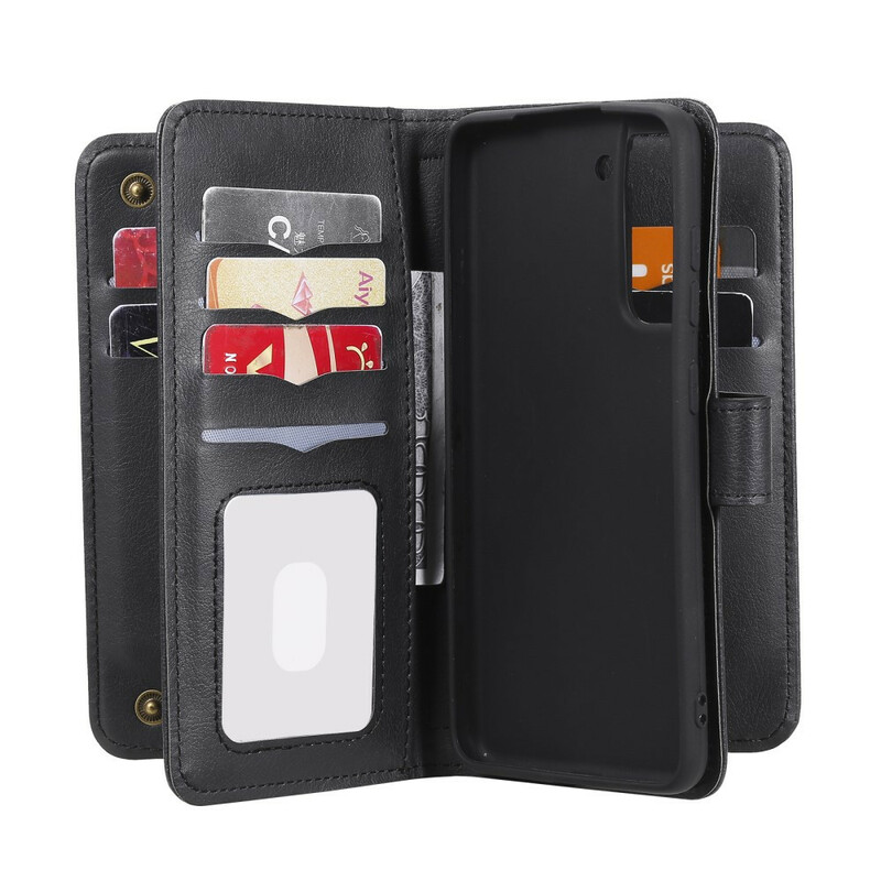 Housse Samsung Galaxy S21 FE Simili Cuir 10 Porte-Cartes