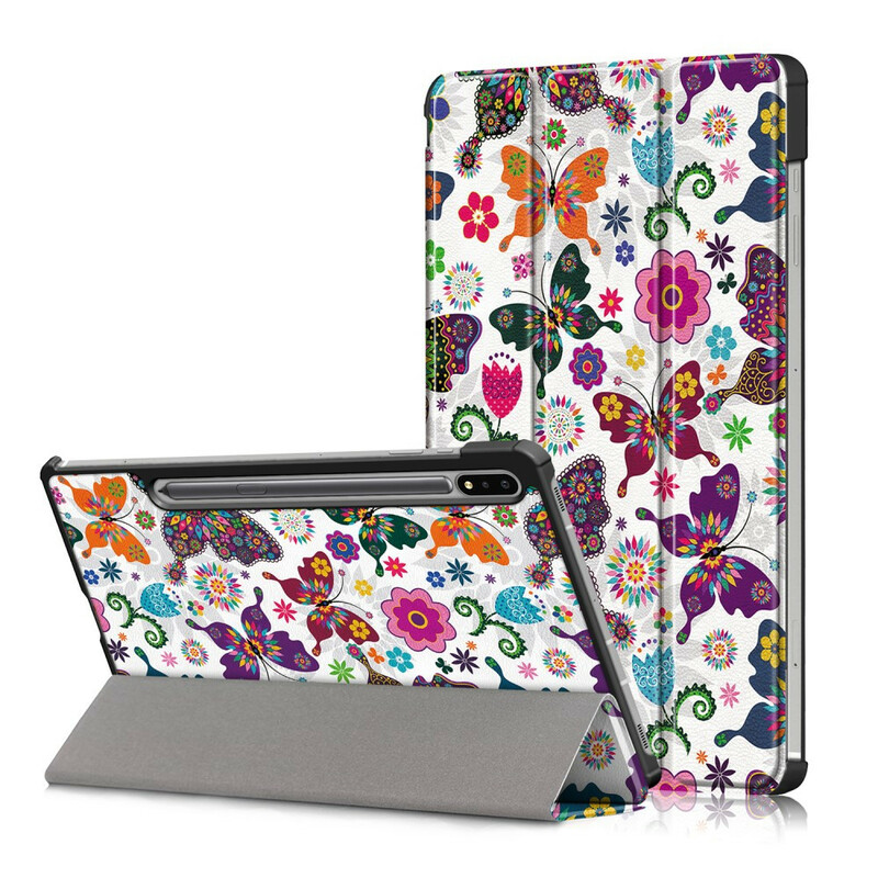 Smart Case Samsung Galaxy Tab S7 FE Renforcée Papillons et Fleurs