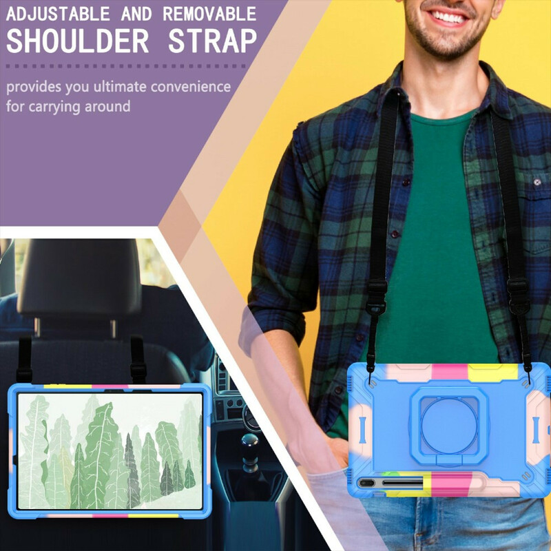 Coque Samsung Galaxy Tab S7 Plus / S7 FE Support et Bandoulière Color Coque Samsung Galaxy Tab S7 Plus / S7 FE Support et Bandoulière Color