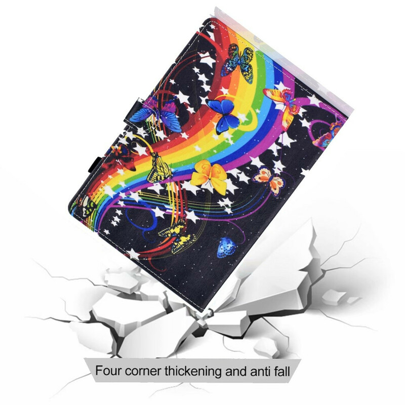 Housse Samsung Galaxy Tab A7 Lite Papillons Arc-en-Ciel