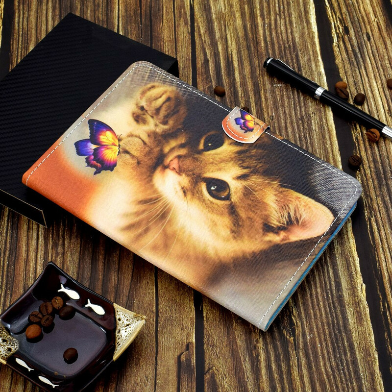 Housse Samsung Galaxy Tab A7 Lite Mon Chaton et Papillon Housse Samsung Galaxy Tab A7 Lite Mon Chaton et Papillon