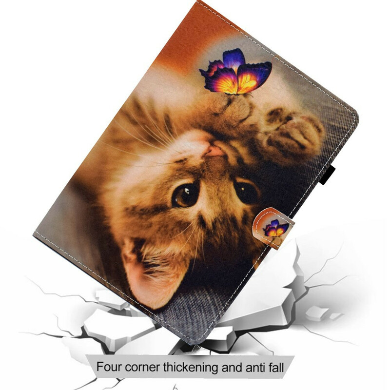 Housse Samsung Galaxy Tab A7 Lite Mon Chaton et Papillon Housse Samsung Galaxy Tab A7 Lite Mon Chaton et Papillon