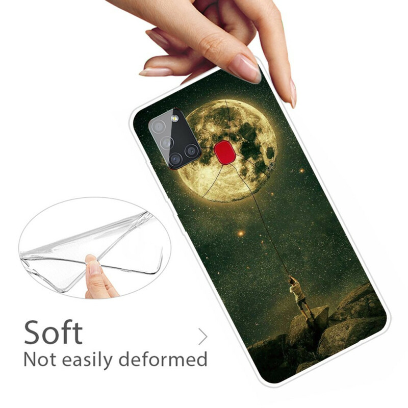 Coque Samsung Galaxy A21s Flexible Homme à la Lune