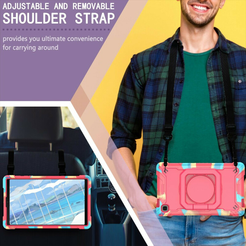 Coque Samsung Galaxy Tab A7 Lite Support et Bandoulière Color Coque Samsung Galaxy Tab A7 Lite Support et Bandoulière Color