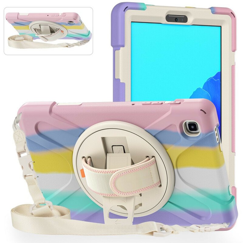 Coque Samsung Galaxy Tab A7 Lite Multi-Fonctions Bandoulière Color