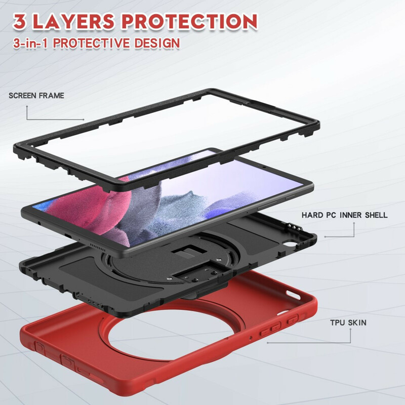 Coque Samsung Galaxy Tab A7 Lite Triple Protection avec Sangle et Support