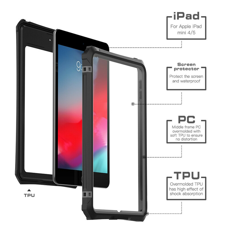 Coque iPad Mini 4 / 3 / 2 / 1 Waterproof Avec Support et lanière Coque iPad Mini 4 / 3 / 2 / 1 Waterproof Avec Support et lanière