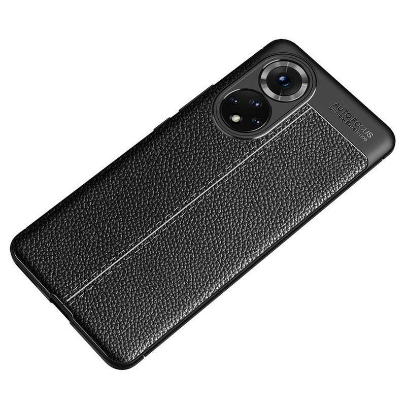 Coque Honor 50 Pro Effet Cuir Litchi Double Line