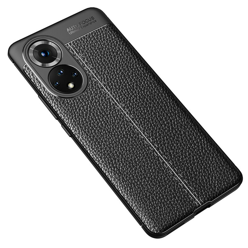 Coque Honor 50 Pro Effet Cuir Litchi Double Line