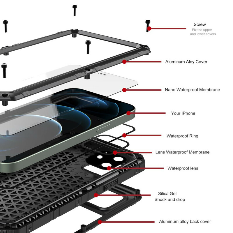 Coque iPhone 12 Pro Waterproof Super Résistante Métal Coque iPhone 12 Pro Waterproof Super Résistante Métal