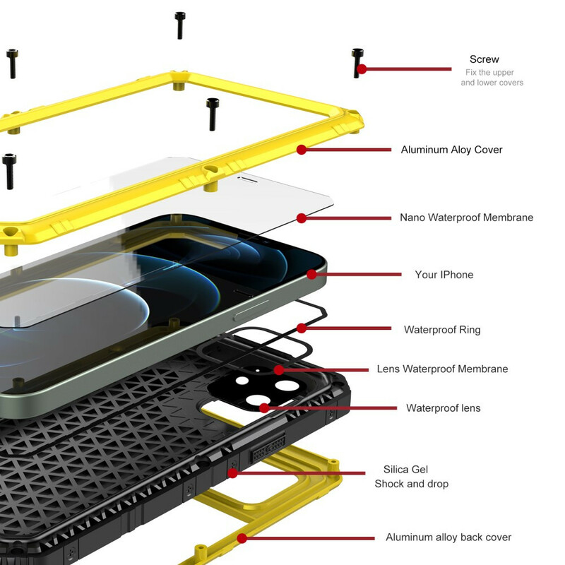 Coque iPhone 12 Pro Waterproof Super Résistante Métal Coque iPhone 12 Pro Waterproof Super Résistante Métal
