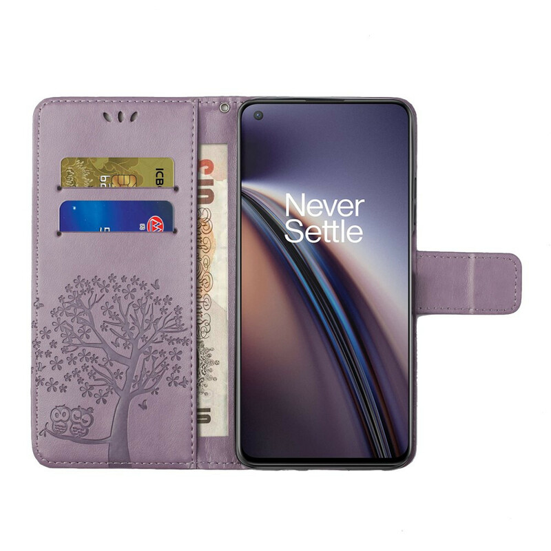 Housse OnePlus Nord CE 5G Arbre et Hiboux à Lanière