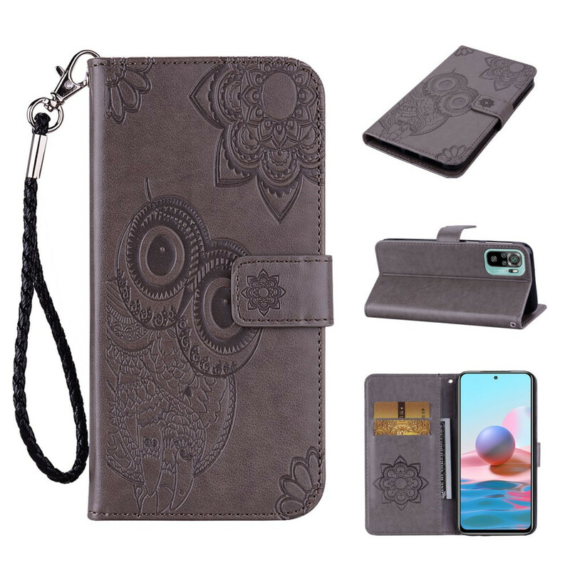 Housse Xiaomi Redmi Note 10 / Note 10s Hibou Mandala et Lanière Housse Xiaomi Redmi Note 10 / Note 10s Hibou Mandala et Lanière