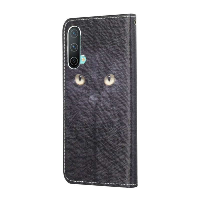Housse OnePlus Nord CE 5G Yeux de Chat Noir à Lanière Housse OnePlus Nord CE 5G Yeux de Chat Noir à Lanière