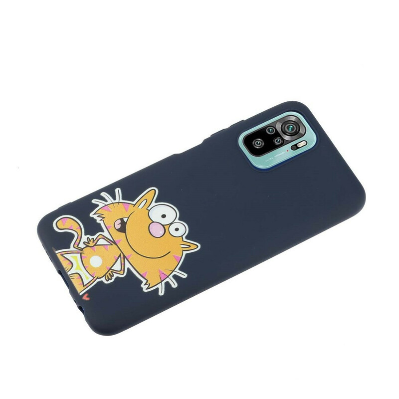 Coque Xiaomi Redmi Note 10 / Note 10s Chat avec Lanière Kiss