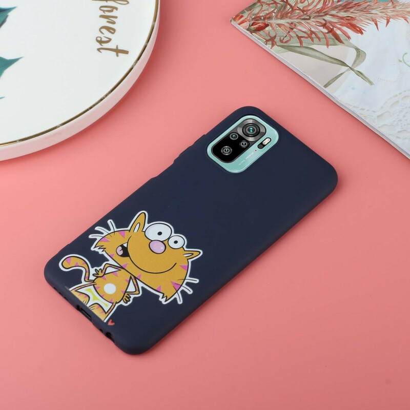 Coque Xiaomi Redmi Note 10 / Note 10s Chat avec Lanière Kiss
