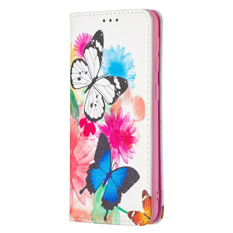 Flip Cover Samsung Galaxy A20e Papillons Colorés Flip Cover Samsung Galaxy A20e Papillons Colorés