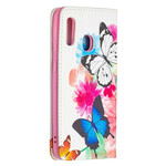 Flip Cover Samsung Galaxy A20e Papillons Colorés Flip Cover Samsung Galaxy A20e Papillons Colorés