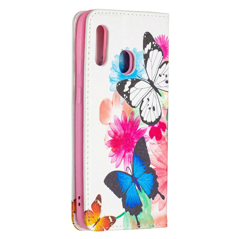 Flip Cover Samsung Galaxy A20e Papillons Colorés Flip Cover Samsung Galaxy A20e Papillons Colorés