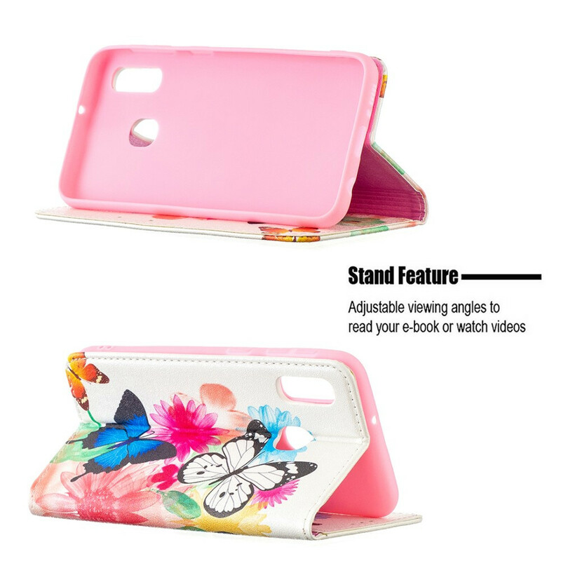Flip Cover Samsung Galaxy A20e Papillons Colorés Flip Cover Samsung Galaxy A20e Papillons Colorés