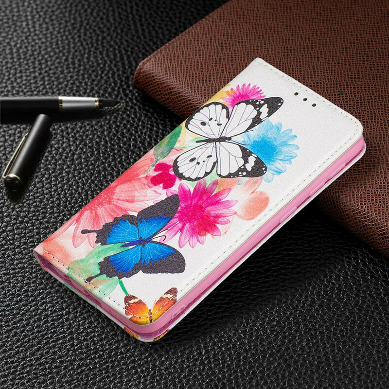 Flip Cover Samsung Galaxy A20e Papillons Colorés Flip Cover Samsung Galaxy A20e Papillons Colorés