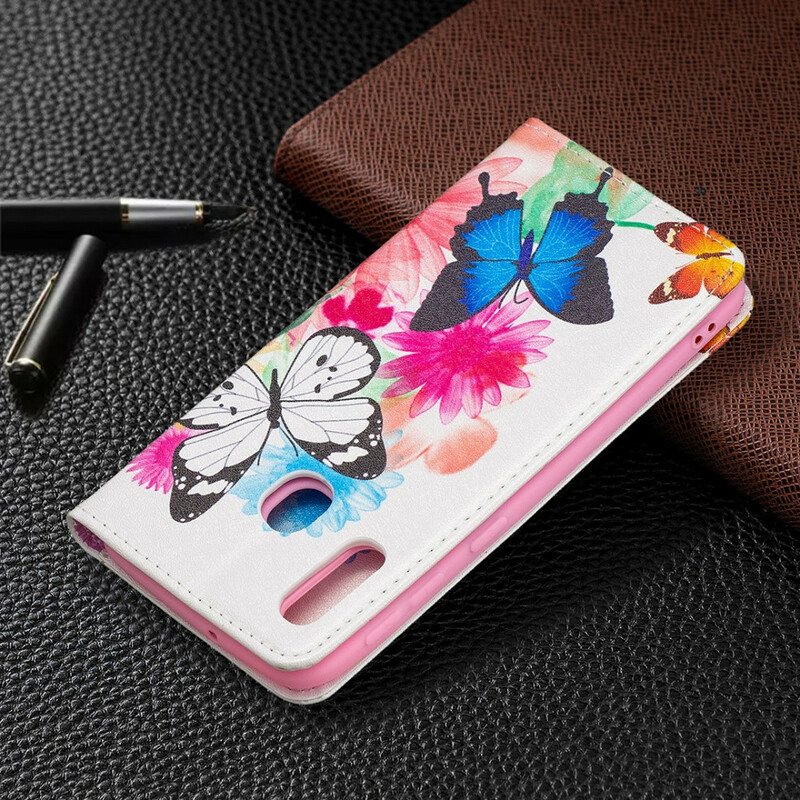 Flip Cover Samsung Galaxy A20e Papillons Colorés Flip Cover Samsung Galaxy A20e Papillons Colorés