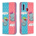 Flip Cover Samsung Galaxy A20e Bébés Éléphants