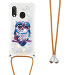 Coque Samsung Galaxy A20e à Cordon Paillettes Miss Hibou Coque Samsung Galaxy A20e à Cordon Paillettes Miss Hibou