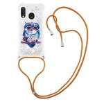 Coque Samsung Galaxy A20e à Cordon Paillettes Miss Hibou Coque Samsung Galaxy A20e à Cordon Paillettes Miss Hibou