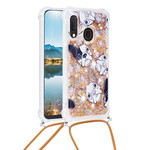 Coque Samsung Galaxy A20e à Cordon Paillettes Chiens