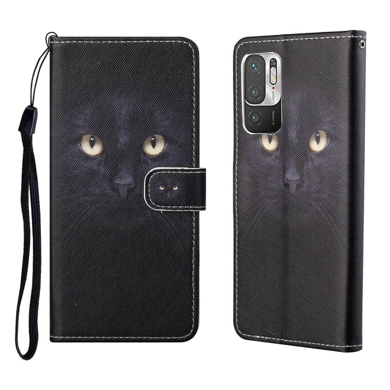 Housse Xiaomi Redmi Note 10 5G / Poco M3 Pro 5G Yeux de Chat à Lanière Housse Xiaomi Redmi Note 10 5G / Poco M3 Pro 5G Yeux de Chat à Lanière