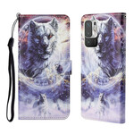 Housse Xiaomi Redmi Note 10 5G / Poco M3 Pro 5G Loup avec Lanière Housse Xiaomi Redmi Note 10 5G / Poco M3 Pro 5G Loup avec Lanière