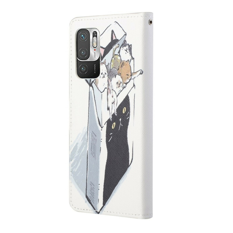 Housse Xiaomi Redmi Note 10 5G / Poco M3 Pro 5G Livraison Chats à Lanière Housse Xiaomi Redmi Note 10 5G / Poco M3 Pro 5G Livraison Chats à Lanière