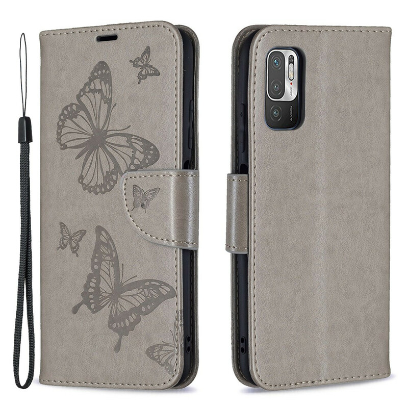Housse Xiaomi Redmi Note 10 5G / Poco M3 Pro 5G Papillons Imprimés à Lanière Housse Xiaomi Redmi Note 10 5G / Poco M3 Pro 5G Papillons Imprimés à Lanière