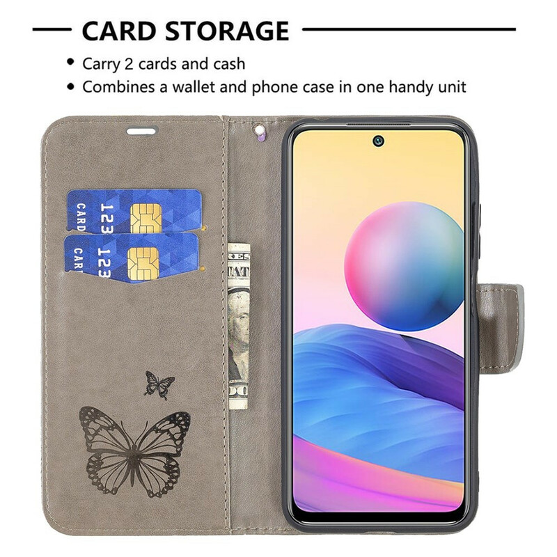 Housse Xiaomi Redmi Note 10 5G / Poco M3 Pro 5G Papillons Imprimés à Lanière Housse Xiaomi Redmi Note 10 5G / Poco M3 Pro 5G Papillons Imprimés à Lanière
