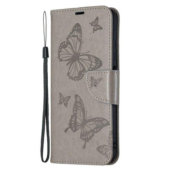 Housse Xiaomi Redmi Note 10 5G / Poco M3 Pro 5G Papillons Imprimés à Lanière