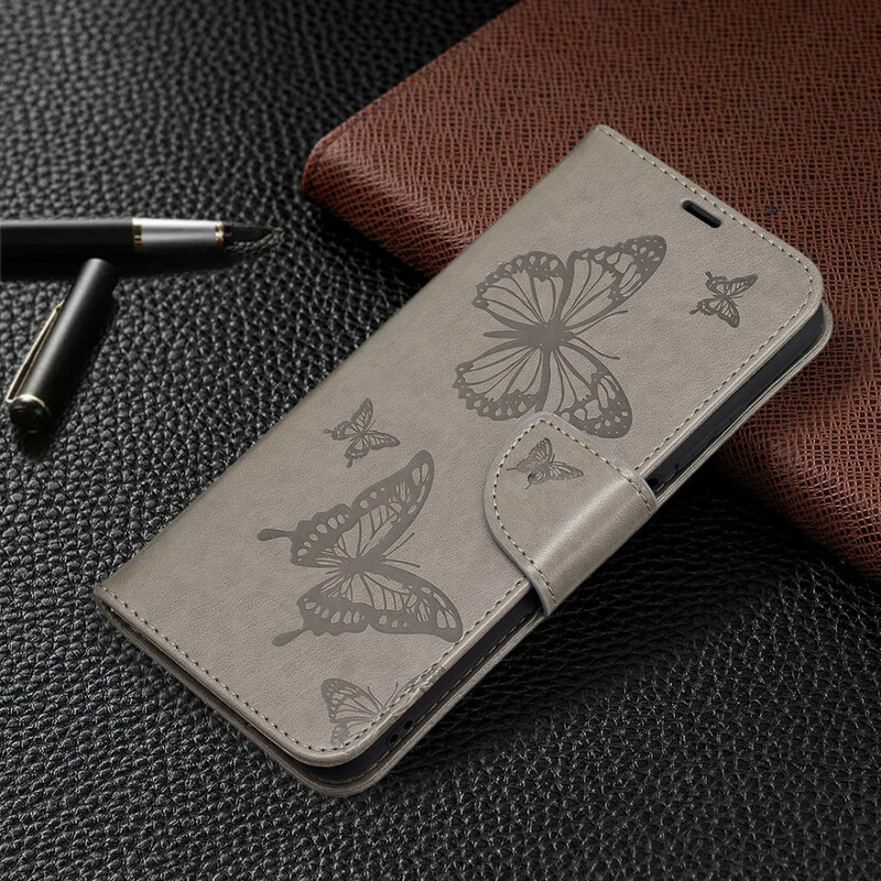 Housse Xiaomi Redmi Note 10 5G / Poco M3 Pro 5G Papillons Imprimés à Lanière