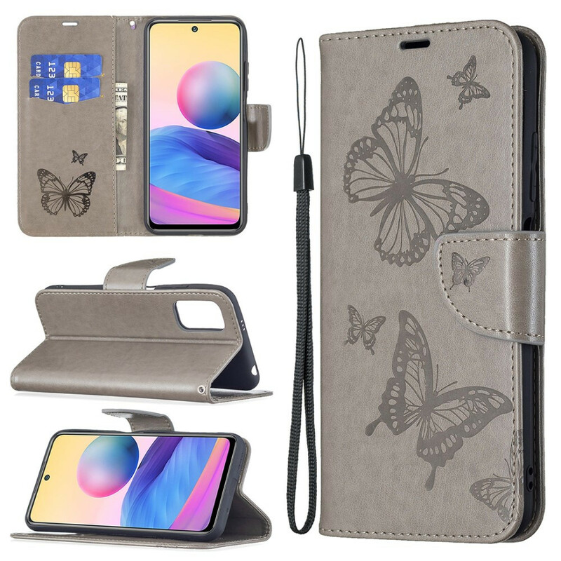Housse Xiaomi Redmi Note 10 5G / Poco M3 Pro 5G Papillons Imprimés à Lanière Housse Xiaomi Redmi Note 10 5G / Poco M3 Pro 5G Papillons Imprimés à Lanière