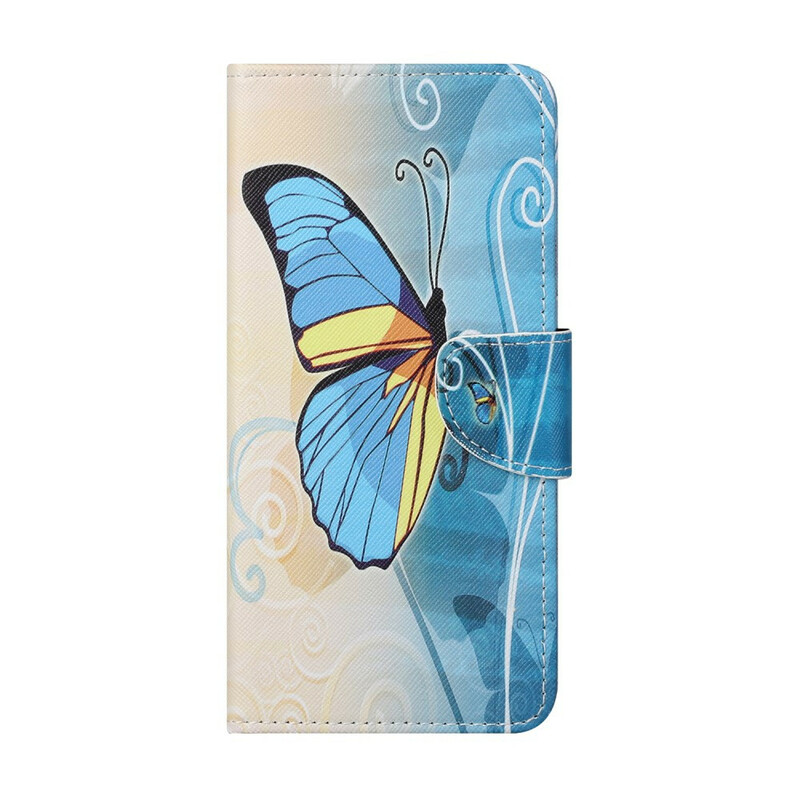 Housse OnePlus Nord 2 5G Papillon Bleu et Jaune