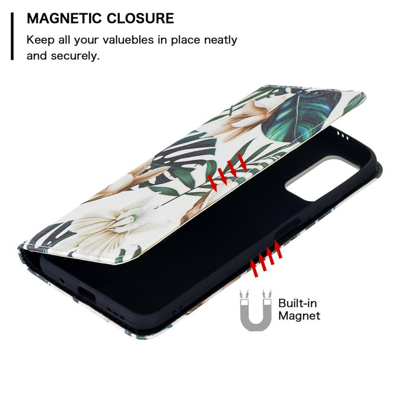 Flip Cover Xiaomi Redmi Note 10 5G / Poco M3 Pro 5G Feuilles Flip Cover Xiaomi Redmi Note 10 5G / Poco M3 Pro 5G Feuilles