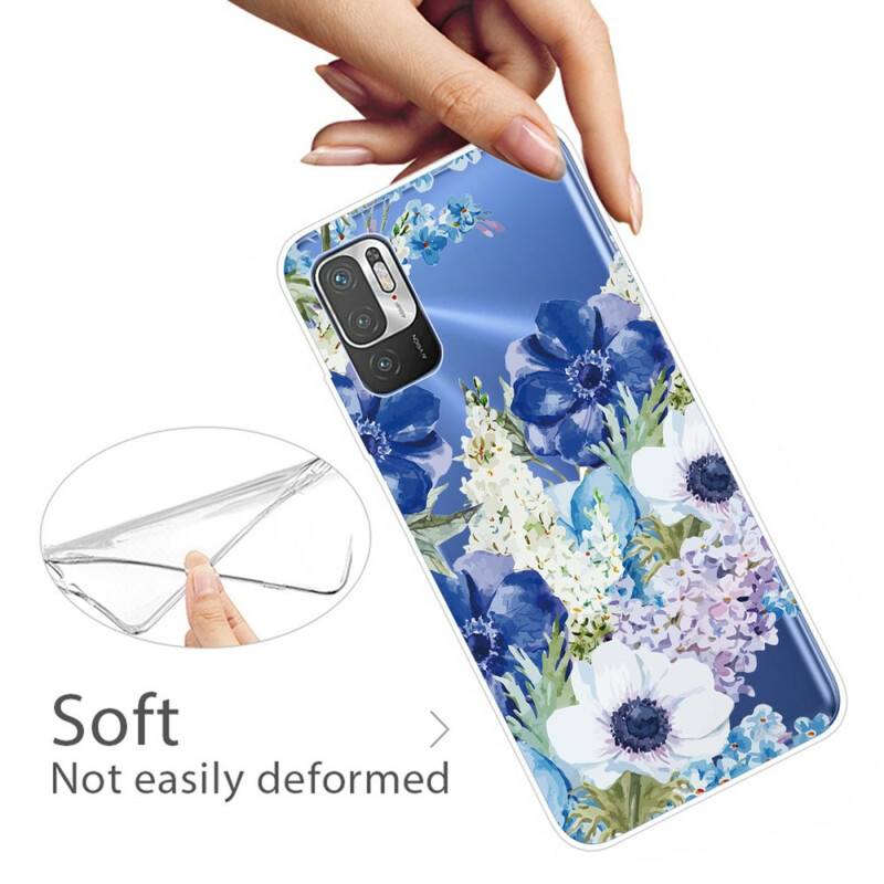 Coque Xiaomi Redmi Note 10 5G / Poco M3 Pro 5G Fleurs Bleues Aquarelle