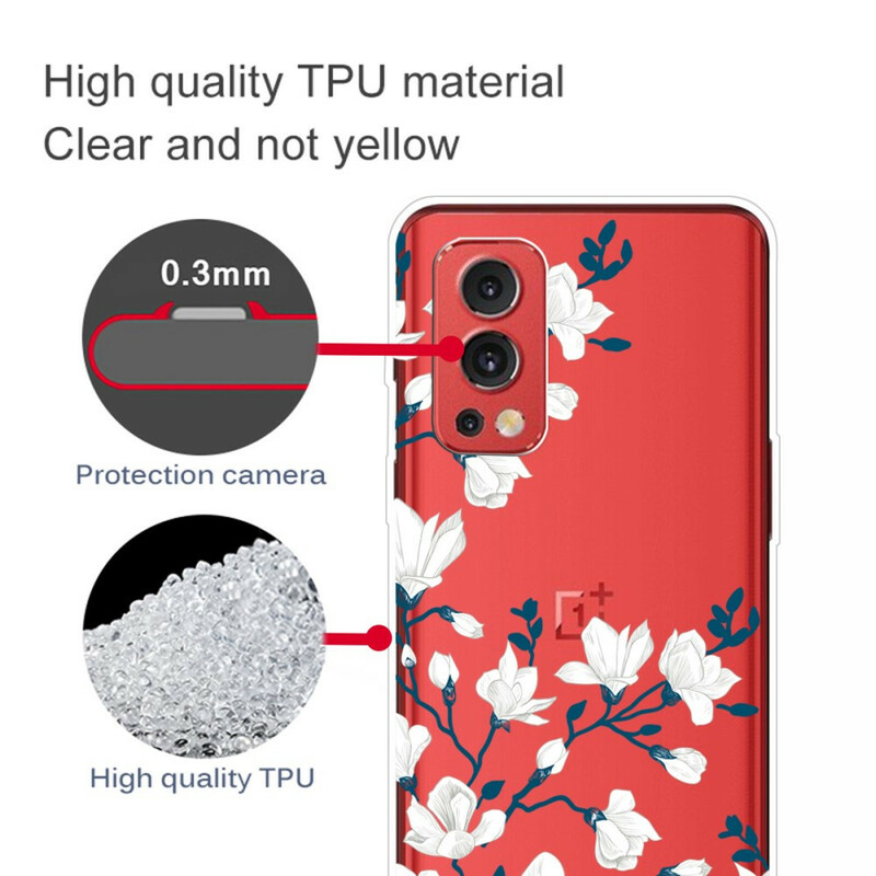 Coque OnePlus Nord 2 5G Fleurs Blanches