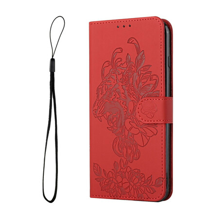 Housse iPhone 12 Mini Tigre Baroque à Lanière