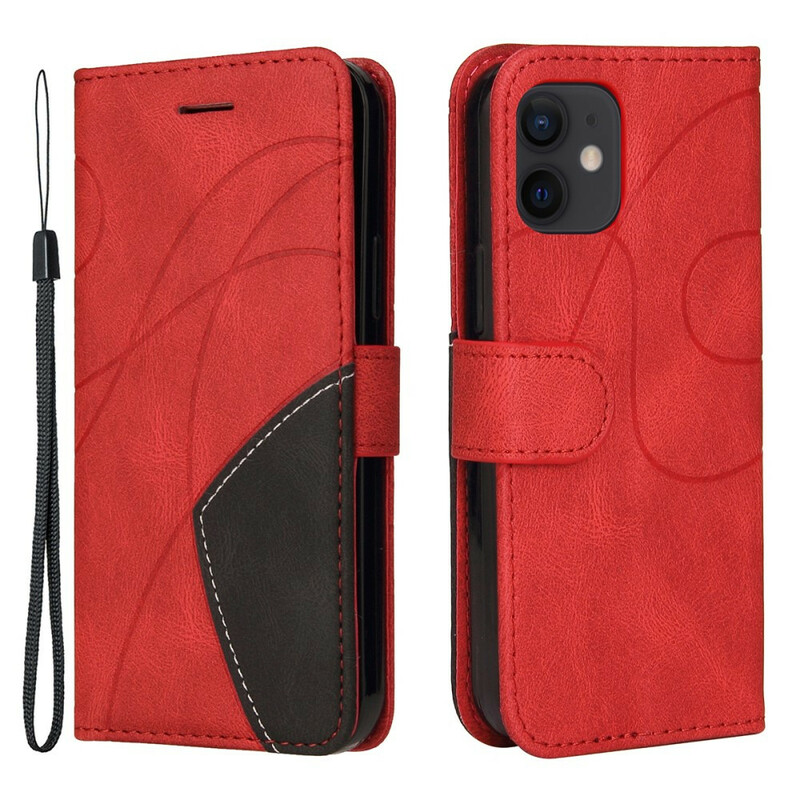 Housse iPhone 12 Mini Simili Cuir Bicolore Design