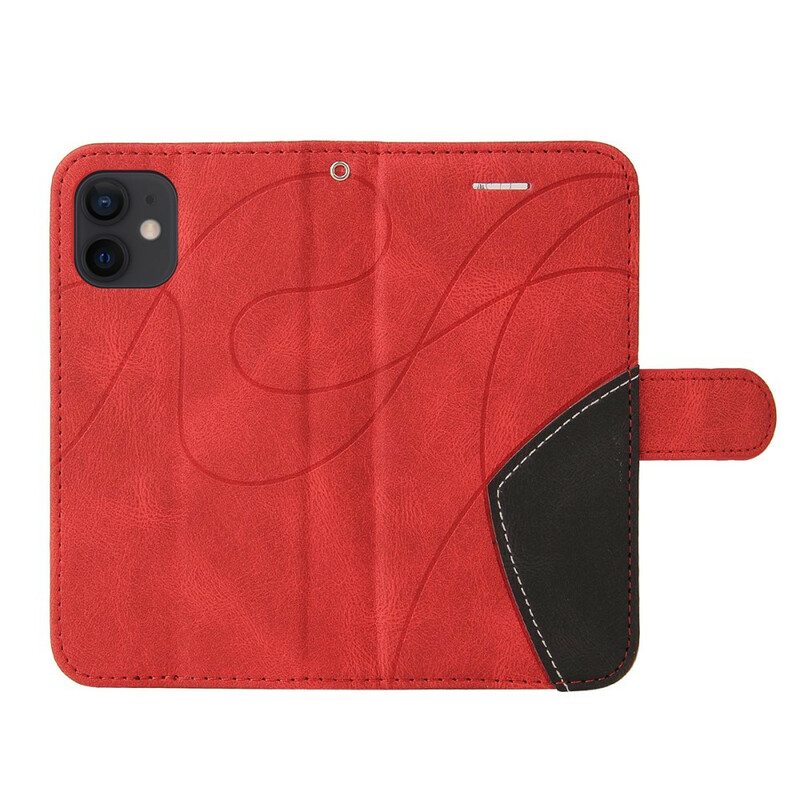 Housse iPhone 12 Mini Simili Cuir Bicolore Design