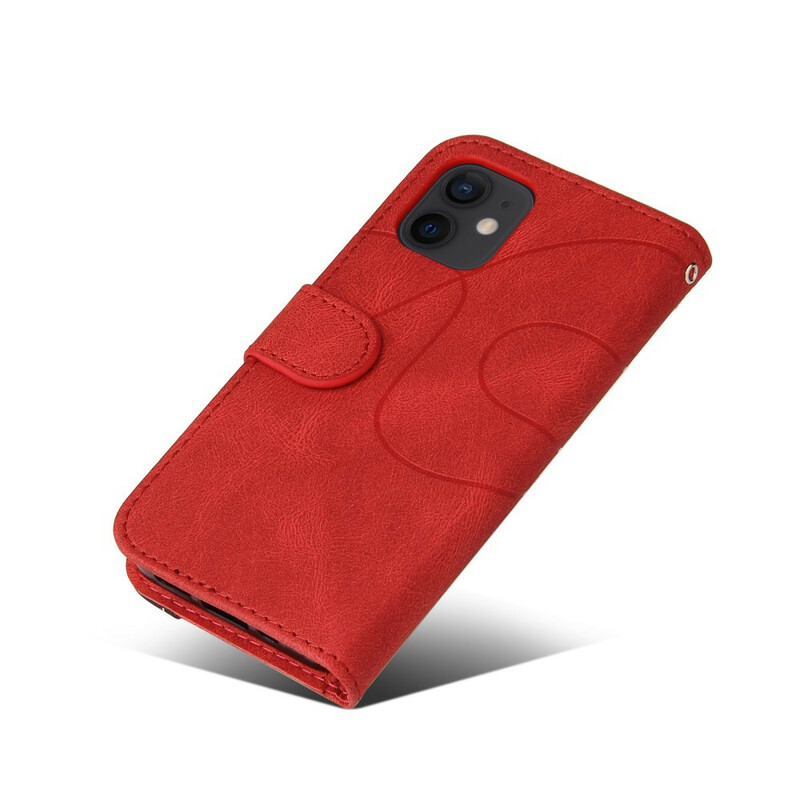 Housse iPhone 12 Mini Simili Cuir Bicolore Design
