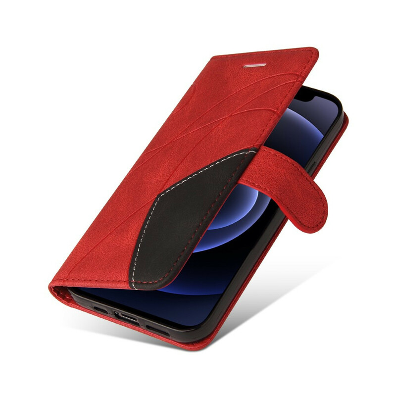 Housse iPhone 12 Mini Simili Cuir Bicolore Design