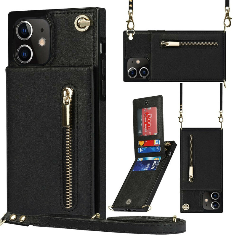 Coque iPhone 12 Mini Bandoulière Porte-cartes Coque iPhone 12 Mini Bandoulière Porte-cartes