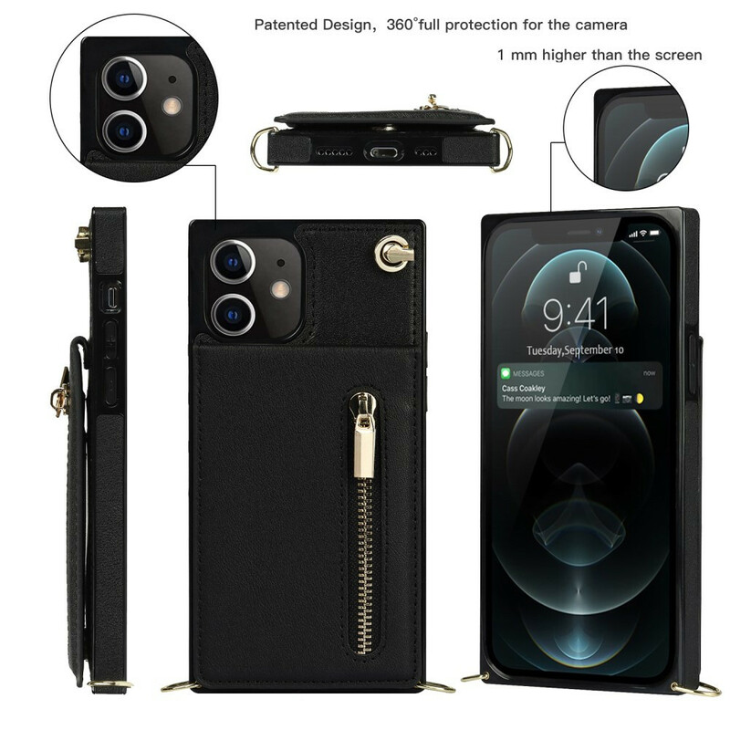 Coque iPhone 12 Mini Bandoulière Porte-cartes Coque iPhone 12 Mini Bandoulière Porte-cartes