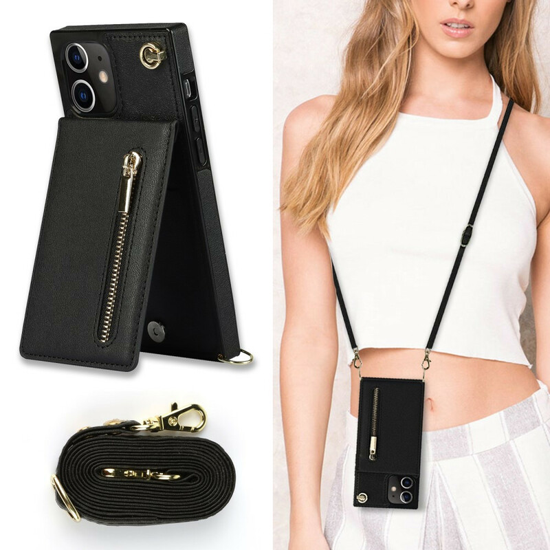 Coque iPhone 12 Mini Bandoulière Porte-cartes Coque iPhone 12 Mini Bandoulière Porte-cartes